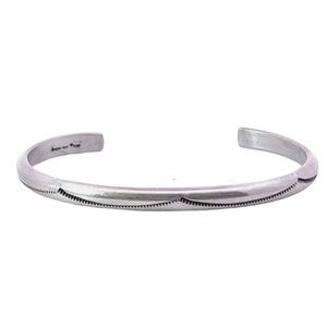 Vintage Navajo TAHE Sterling Silver Thin Tribal Etched Cuff Bracelet